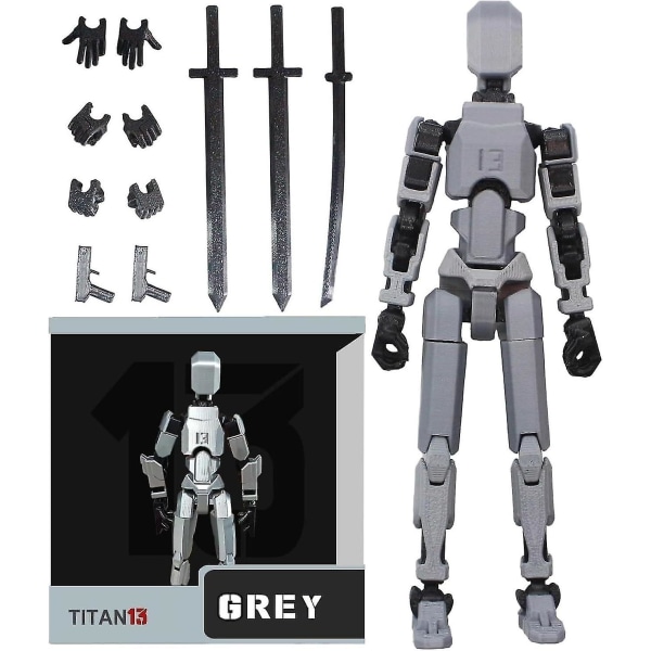 T13 Actionfigur, Titan 13 3D Printet Actionfigur, Lucky 13 Actionfigur, Nova 13 Actionfigur Dummy 13 Actionfigur Grey