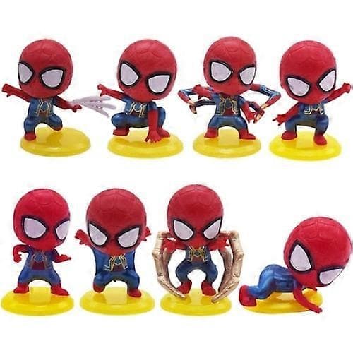 Set med 8 x Tårtfigur, PVC, Spider-Man modell, 5 cm, Multicolor