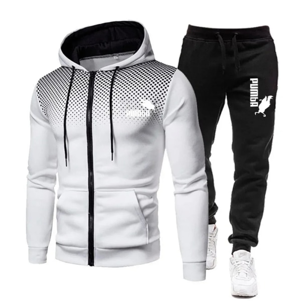 Efterår Vinter Discovery Herre Dragt Ny Sport Trykt Hoodie Sæt Mænd Luksus Fleece Zip Casual Designer Sportswear Dragter black top M