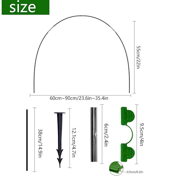 Växthusram, trädgårdsbågar för nät, växthusram trädgårdsbågar DIY växthus båghus kit trädgård gröda skyddsbågar 30pcs - set