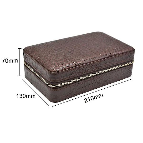 Läder Resecigarr Humidorfodral, Bärbar Cedarträ, 4 CigarrerBY Black-brown