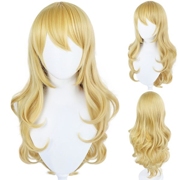 Super Mario Prinsessa Peach Blond Långt Hår Peruk Halloween Party Cosplay Peruk (FMY)