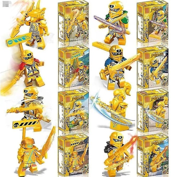 Laadukas Yhteensopiva Phantom Ninja Minifiguurien kanssa - Noita Kultaisen Lohikäärmeen Mestari Kulta Muistomerkkipainos Koottu Koulutuslelu