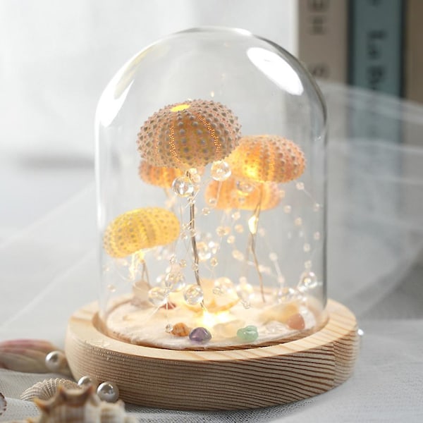 Sjøpiggskall Maneter Nattlampe DIY Materialsett Nattbords Dekorativ Skrivebordslampe for Hjem Soverom USB