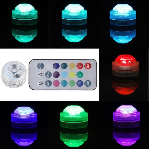 10 st LED Vattentäta Ljus, Sänkbar med Fjärrkontroll