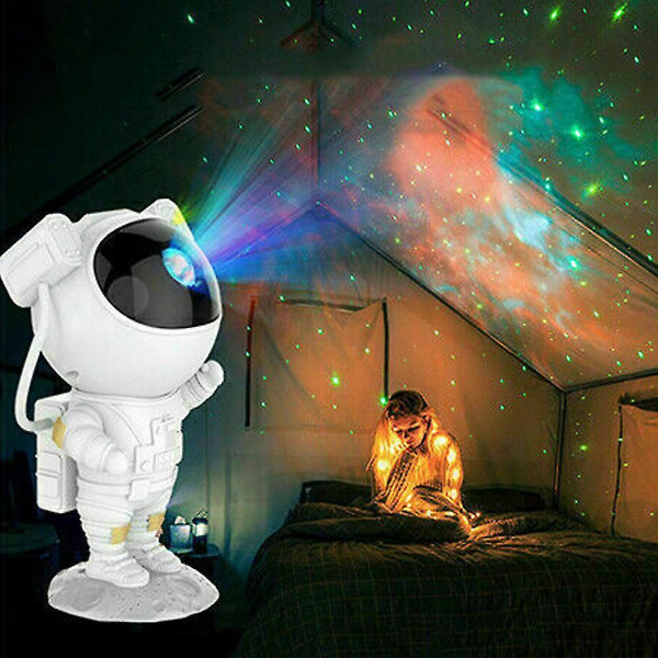 Astronaut Galaxy Projektor Stjernehimmel Nattlys Roterende Lampe Romdekor USB-lading med fjernkontroll [DB]