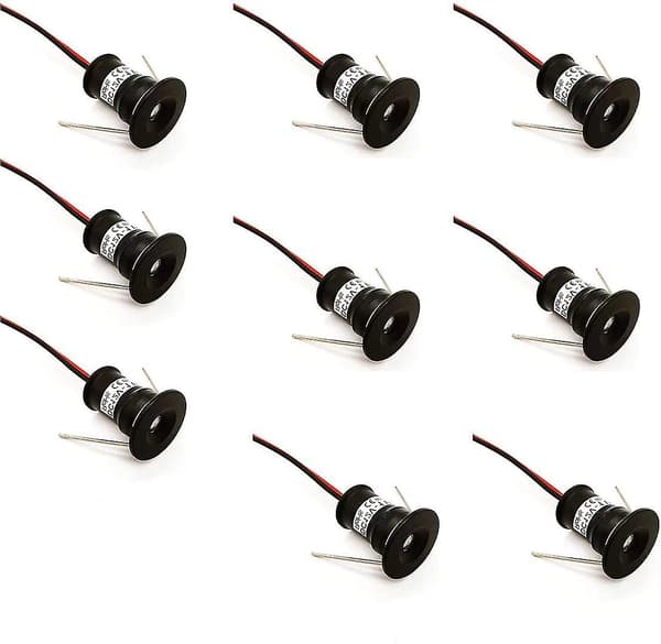 Sorte 9 stk. Mini 12v 1w LED-loftlysspots IP65, 3000k (120, Varm Hvid).