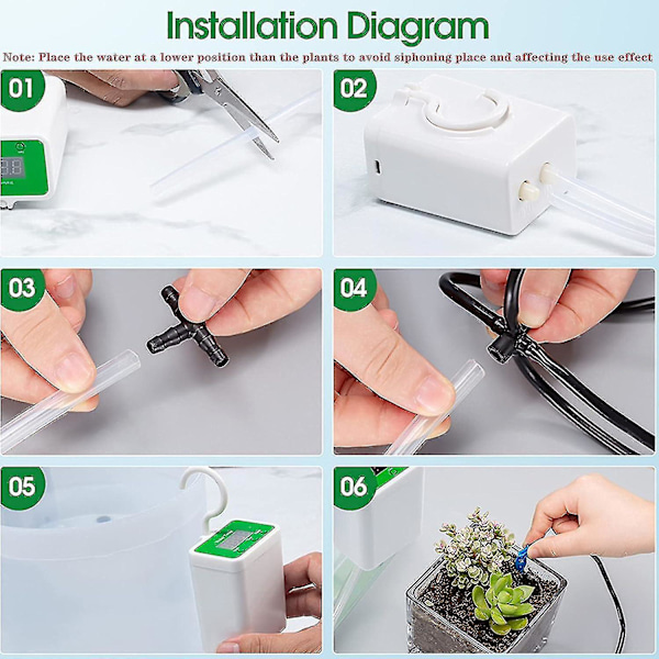 Automatisk vandingssystem til potteplanter, vandingsenheder USB automatisk drypvandingssæt plantevandingssystem med vandtimer-hy for 12 Plants