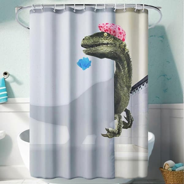 Duschdraperi med dinosaurier, 180x180 cm roligt duschdraperi, vattentätt polyester