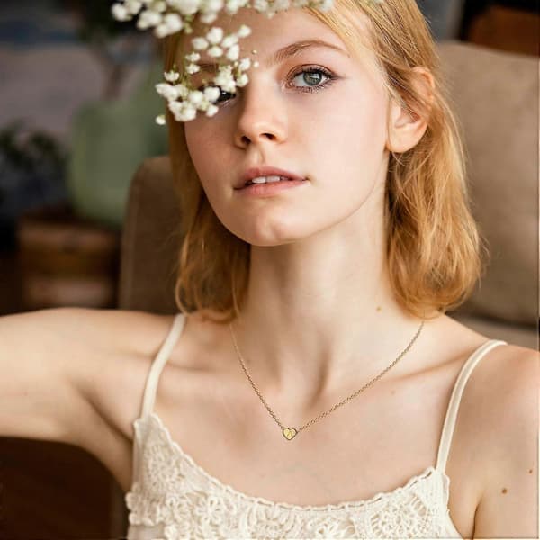 Blomma Kvinnor Present till Blomma Kvinnor Initial Halsband Present från Brud Guld