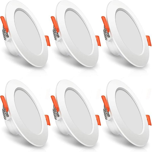 100mm LED Nedfelt Taklampe 6 stk i eske 3000 K Varmt Hvit Nedfelt Lys 600 Lm Bad Gang Tak Spotlights White (non-dimmable)