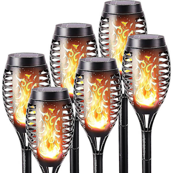 2024 Utomhus Solflamlampor - 6-pack Vattentäta Solfacklor, Solflimmerande Flamlampa För Dekoration, Trädgård, Uteplats, Stigen, Gräsmatta Utomhus Sol