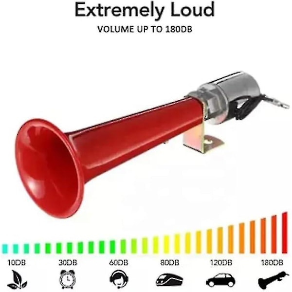 Universal Tyrkisk Fløjtehorn, 12v 24v Luft Horn til Lastbiler 180db Rød Horn Formål 12v/24v Caravan Tryk Biler Suvs Motorcykler Tyrkisk Fløjtehorn