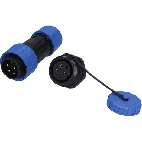 IP68 vanntett kobling bakmutter, 250V luftfartsstrømplugg, LP20 5-pinners kabel.