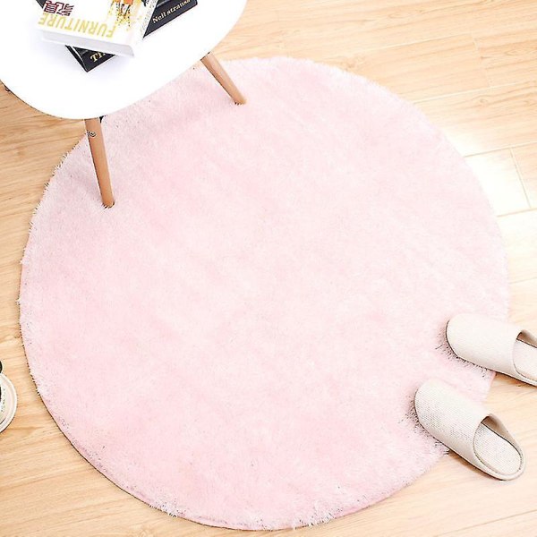 Rund Bademåtte Antislip Blød Teppe, Mikrofiber Blød Teppe, Super Absorberende Måtter, Maskinvaskbar Sengekant Plys Gulvmåtte, 60 Cm Pink