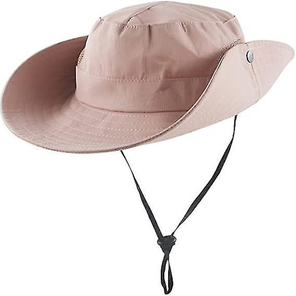 Dam sommar solhatt bred brätte utomhus UV-skydd hatt hopfällbar hästsvans hink keps för strand fiske vandring  (FMY) Pure pink