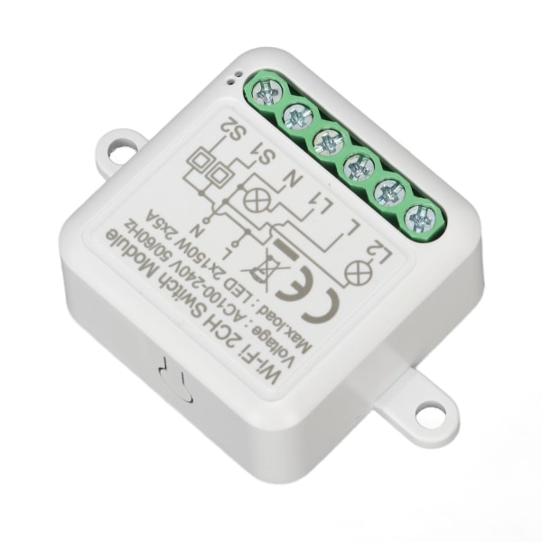 Wifi APP Fjernbetjening Afbryder Relæ Modul WiFi 2CH Lysafbryder Modul til Tuya AC 100‑240V