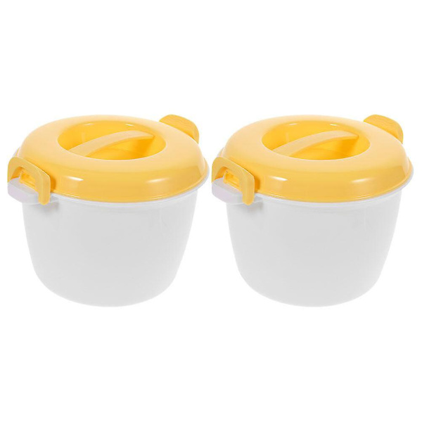 2 stk Gjenbrukbar Mikrobølgeovn Ris Cooker Praktisk Multifunksjonell Mikrobølgeovn Ris Cooker Matboks Yellow