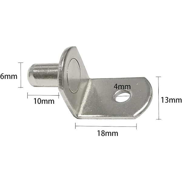 6 mm hyllytangot - L-muotoiset tukitangot rei'llä kaappeihin ja vaatekaappeihin (nikkelipinnoitettu, 20 kpl)