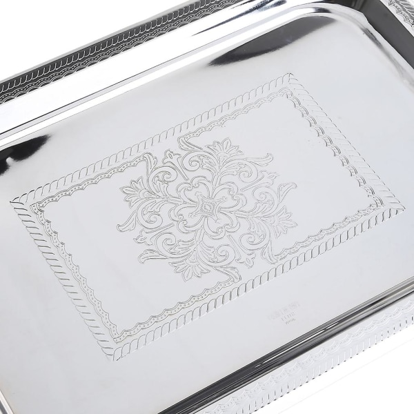 Nordisk Serveringsbrett i Rustfritt Stål med Håndtak Elegant Rektangulært Kaffebar Mat Holder Dessert Display Plate DekorBY Gold M