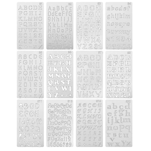 12 Pcs Alphabet Stencils Reusable Letter Painting Stencils Plastic Diy Drawing Spraying Scale Templ (haoyi)