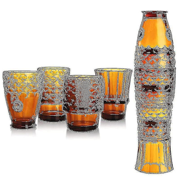 Koi Stack Ass Set Fiskformad Gobelet Kopps Cocktail Öl Glas Stapelbara Dricksglas Set Glasvaror Yellow