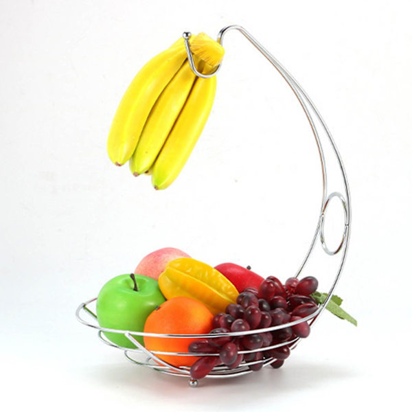 Fruktkorg Bananställ Små Saker, Godisförvaringskorg, Järn, Inredning, Diverse Varor, Stark Och Långvarig, Fruktförvaring Silver