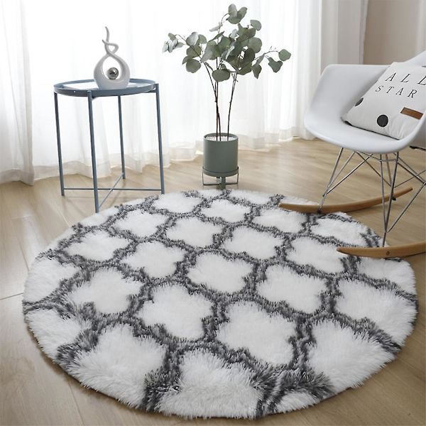 Runda Mattor Mjuka Bekväma Fluffiga Shaggy Hög Högen Matta För Vardagsrum Sovrum Round Floor Mat-7 Diameter 40cm