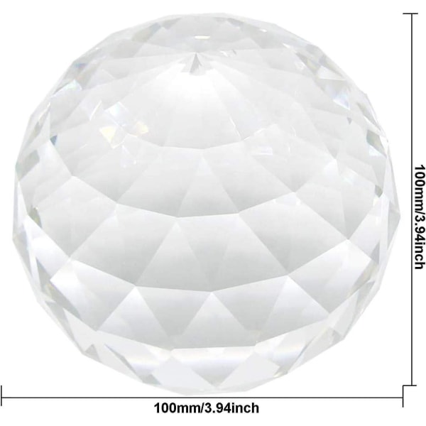 Klar Glas Krystal Kugle Prisma Solfanger Regnbue Maker, Sfærisk Facetteret Gazing Ball Til Vindue, Feng Shui, Hjem Kontor Have Dekoration (100mm 3.94inch