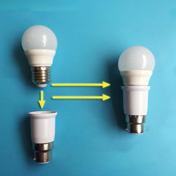 5 stk. B22 til E27 Lysfatning Adapter Beslag Forlænger, Bajonet til Skrue, Adapterholder til Pære White 60mm