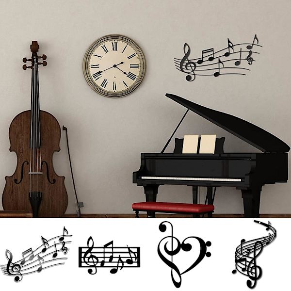 Seinälle ripustettava taiteellinen metallimusiikkihuomautusseinäkoriste sileä pinta elegantti seinäkoriste kotiin ja juhliin BY B