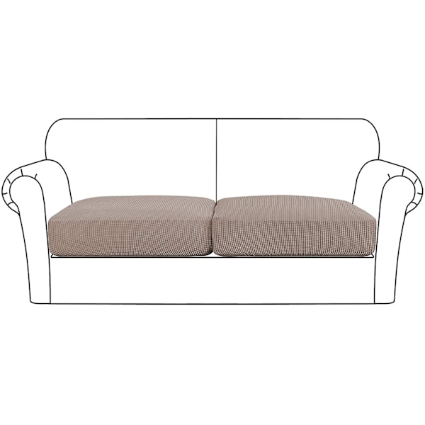 Högstretch sätesdynöverdrag soffa kudde möbelskydd med elastisk botten för 1/2/3-sits, taupeBY 3 seater
