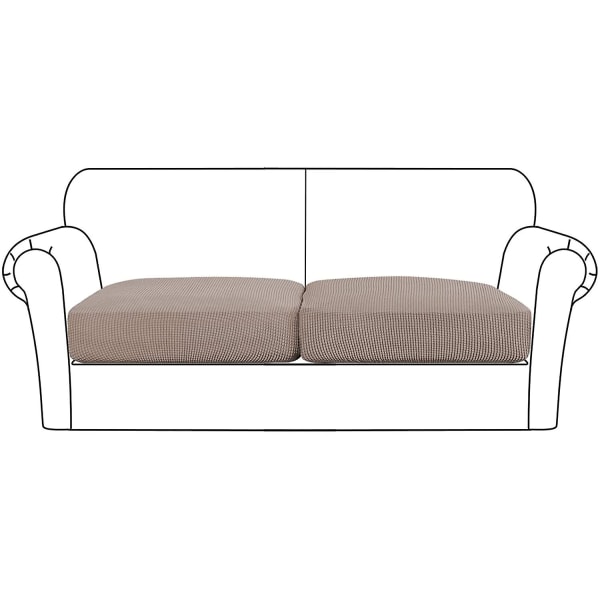 Høy strekk seteputer trekk sofa pute møbelbeskytter med elastisk bunn for 1/2/3 seter, taupeBY 1 seater