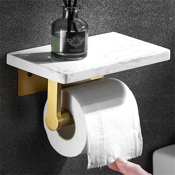 Seinään kiinnitettävä wc-paperiteline poranterällä ja ruuveilla, marmorinen kylpyhuoneen tarvike (20cm*12cm)