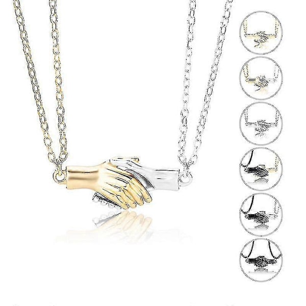 1 Pari Magneettisia Kättelyriipus Kaulakoruja Rakastavaisille Parhaille Ystäville Z Gold and silver