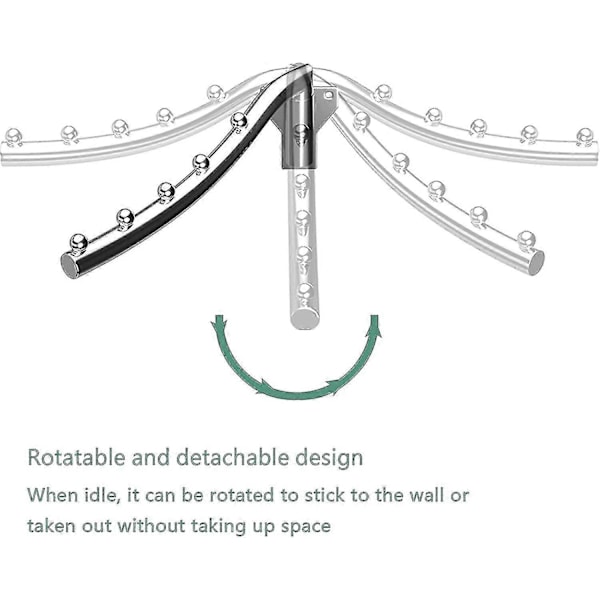 Foldbar vægophæng, Foldbar vægmonteret tøjstativ, Stål tøjstativ vægophæng holder med foldbar svingarm beslag krog ophæng