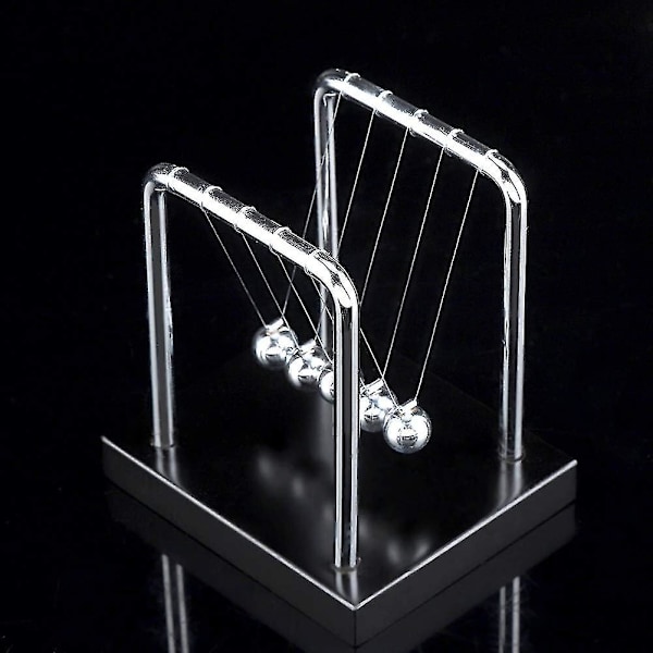 Newtons Vugge, Klassisk Kuglestøds Pendul, 5 Kugler, Fysik Dekoration Til Kontor & Skrivebord, Kugle Pendul, Sølv, 9 * 7.5 * 9.5 Cm