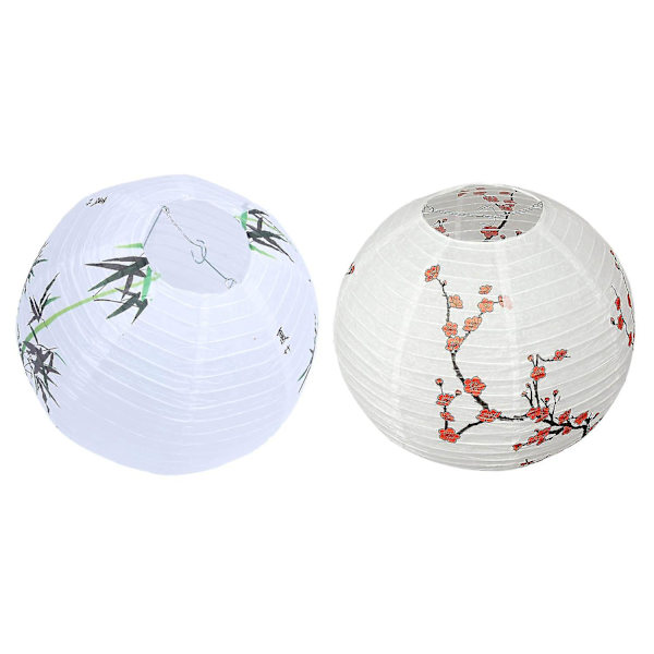 2 st 30 cm Lampskärm Papperslykta Orientalisk Stil Ljusdekoration Plommonblomma