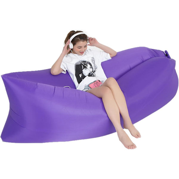 Oppustelig Lounger Luftsofa, Oppustelig Sofaseng Campingstol, Bærbar Lazy Sofa Luftstol til Rejser/Camping/Vandreture/Strandfester Purple