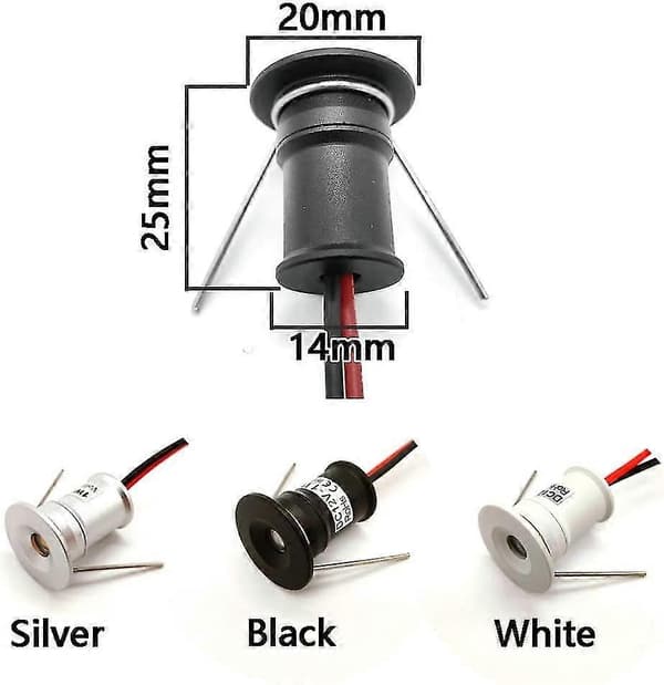 Sorte 9 stk. Mini 12v 1w LED-loftlysspots IP65, 3000k (120, Varm Hvid).