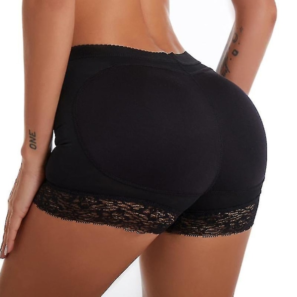 Kvinnor Body Shaper Vadderad rumpa ifter Trosa Butt Hip Enhancer Fake Bum Shapwear Shorts Push Up Shorts Black L