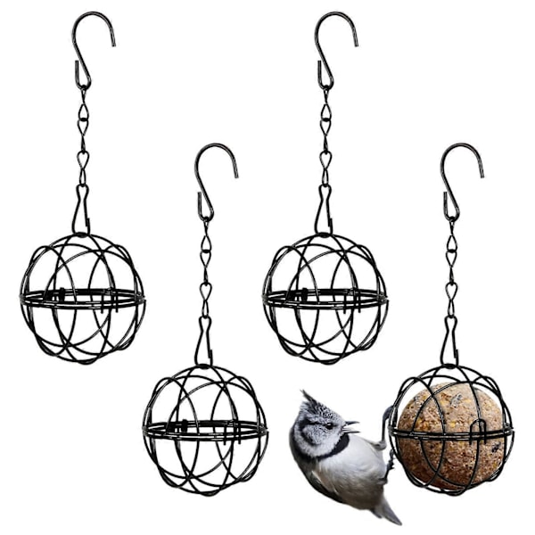 4 stk. Fedtkugleholdere Hængende Fuglefoder Metal Fedtkugleholder med 4 S-formede kroge til udendørs have