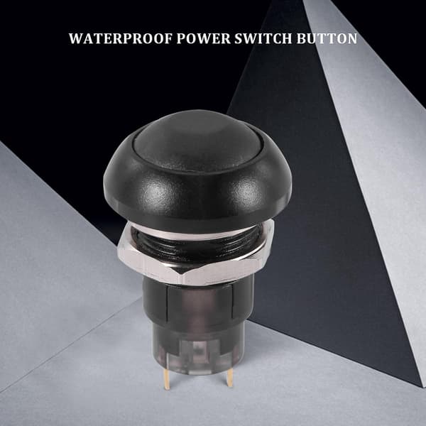 On-Off Låsende Vandtæt 12mm Knap Switch SPST 2A IP67, Sort [DB]