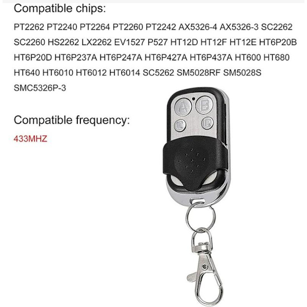Universell set med 3 fjärrkontroller för automatiska dörrar, frekvens 433,92 MHz fast kod