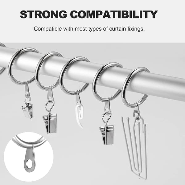 24-pack Metallgardineringar, 30 mm Inre Diameter för Gardinstänger, Stavar och Draperier Silver
