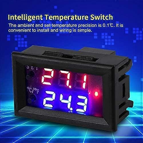 DC 12V Digital Display Justerbar Mikrocomputer Elektronisk Termostat Intelligent Temperaturregulator Switch med NTC Vandtæt Sensor P [DB]