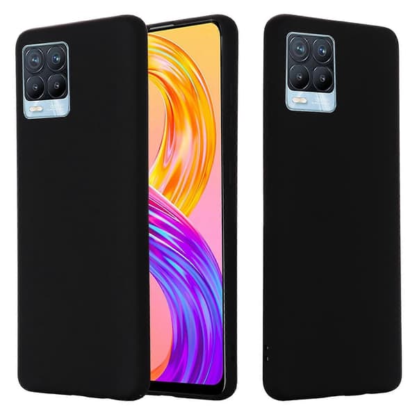 Til OPPO Realme 8 / 8 Pro Ren Farve Flydende Silikone Stødsikkert Fuld Dækning Cover (Sort) [DB]