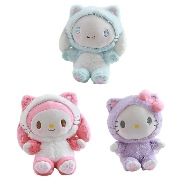 Kawaii Sanrio Kuromi Pehmolelut Pehmeät Plushie-lelut Nuken Cinnamoroll Söpö My Melody Peluche Täytetty Piirretty Hahmo Lahja Faneille Lapsille Tytöille [DB] purple