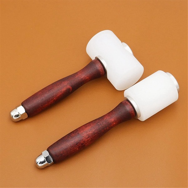 Træhåndtag Ret Hammer Læder Carving Hammer Punching Trykning Gravering Nylon Hammer Diy H