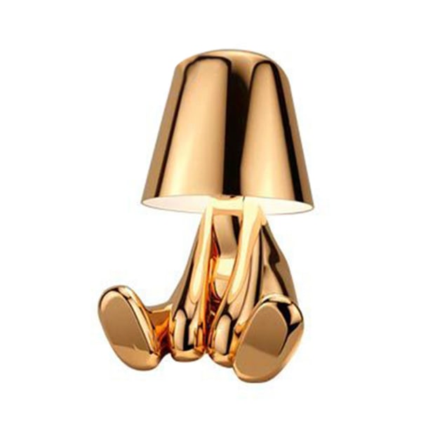 LED Berøringsbordlampe Nordisk Tema Varmt Lys Liten Gullmann Nattelys Studie Rom Skrivebord Sengelampe Sitting Style 8062 Gold